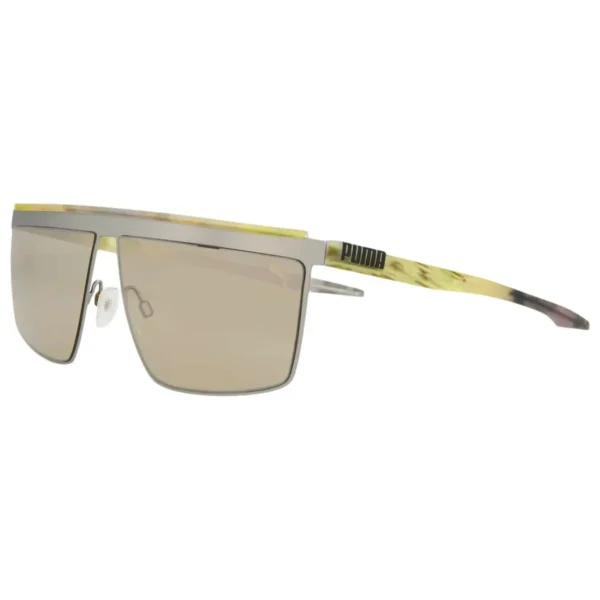 Puma PU0313S 004 Sunglasses Ruthenium Yellow 63mm Unisex