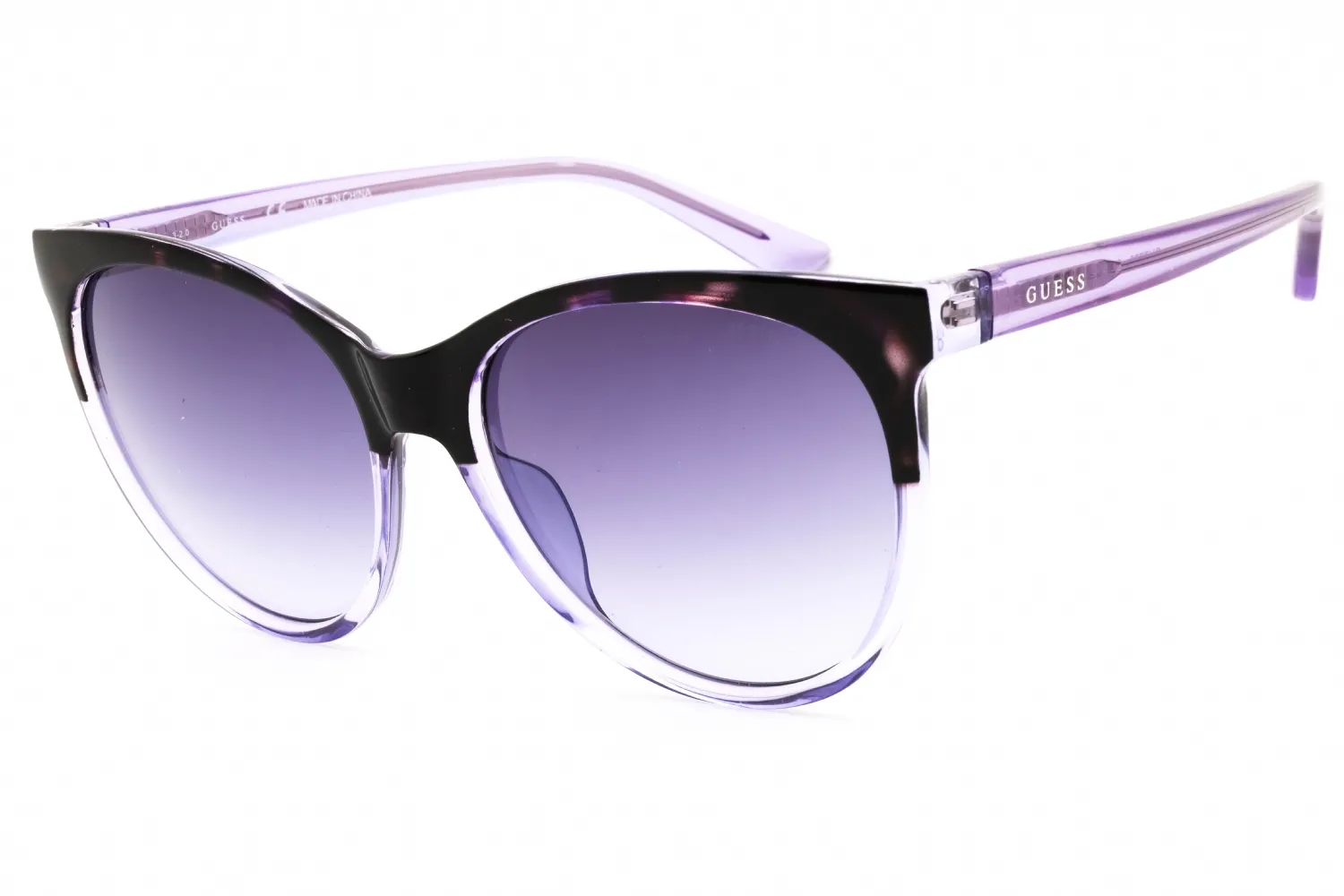 Guess Purple Plastic Women\'s Sunglasses Guess Petite Fit Sunglasses Shiny Black/ Purple with purple  main image 3
