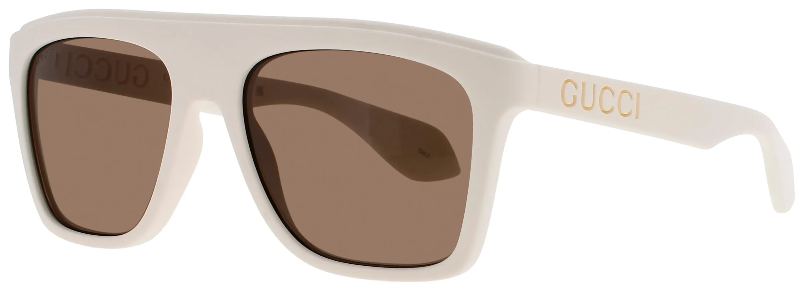 NWT Gucci GG1570S White Square 57mm Sunglasses Gucci GG1570S Pilot Sunglasses Matte White Brown 57 EU main image 4