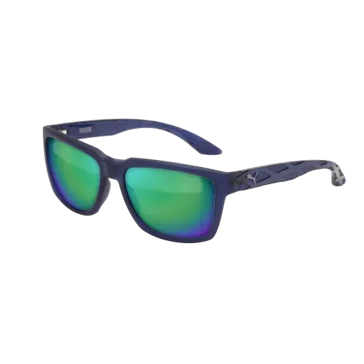 Puma PU0037S 005 Sunglasses Blue 57mm Unisex | Lens & Luxe