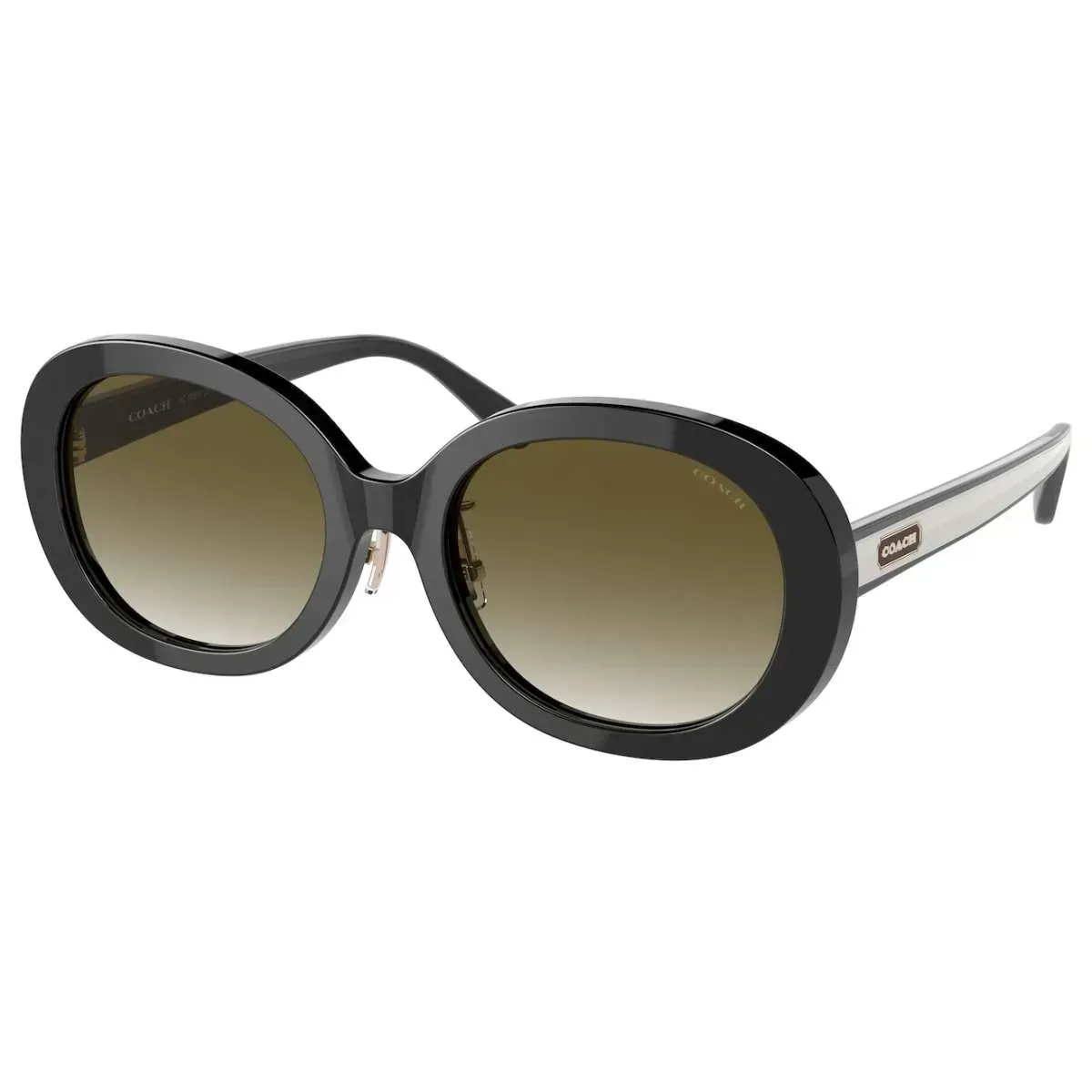 Coach Black Round Women\'s Sunglasses with Gradient Lenses Amazon.com: COACH HC8331 Sunglasses, Dark Tortoise/Brown  main image 4