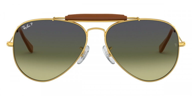 Ray-Ban RB3422Q 001M9 Sunglasses Light Brown Leather 58mm Men