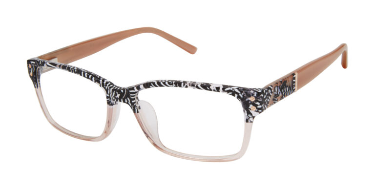 L.A.M.B. LAUF089 BLC Eyeglasses Black White Blush 57mm Women